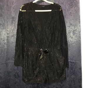 Black crochet romper